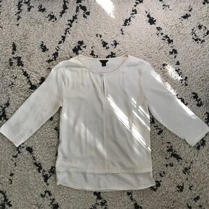 Ann Taylor Split Neck white Shell